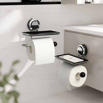 Easy Install Suction Toilet Paper Holder – Stainless Steel