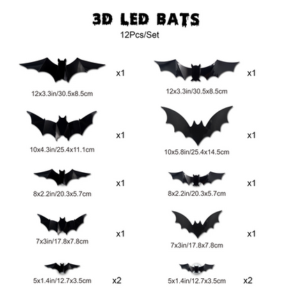 Spooky 3D Bat LED Wall Lamp