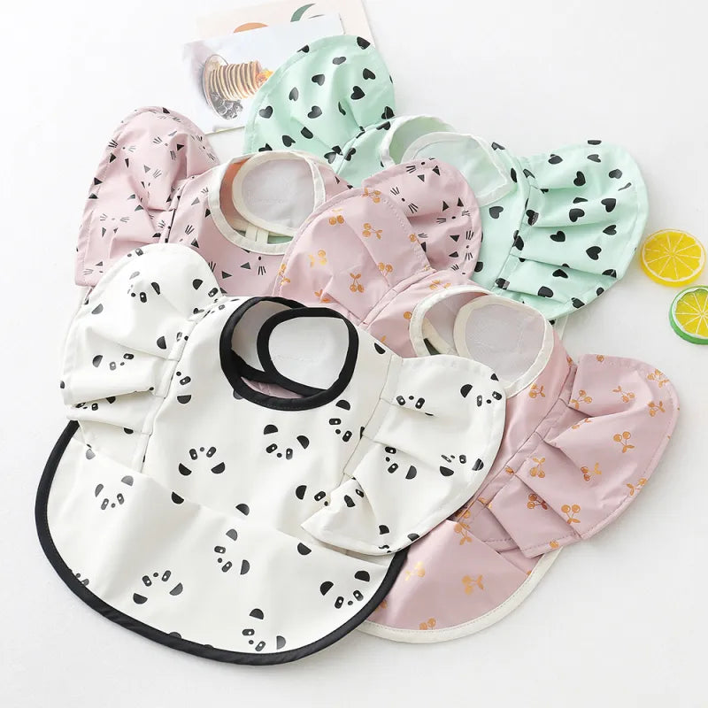 Soft Baby Bib with Sleeves - Waterproof Feeding Bib with Crumb Catcher