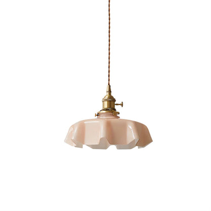 Elegant Ruffled Glass Metal Pendant Lamp