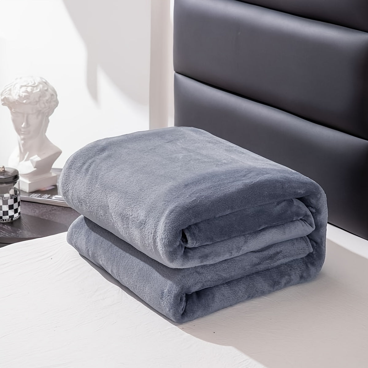 Soft Gray Plush Throw Blanket
