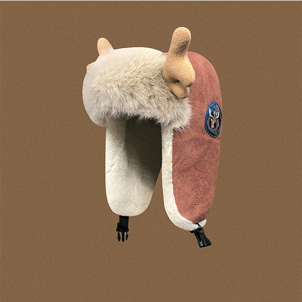 Warm Deer Antler Ski Beanie Hat
