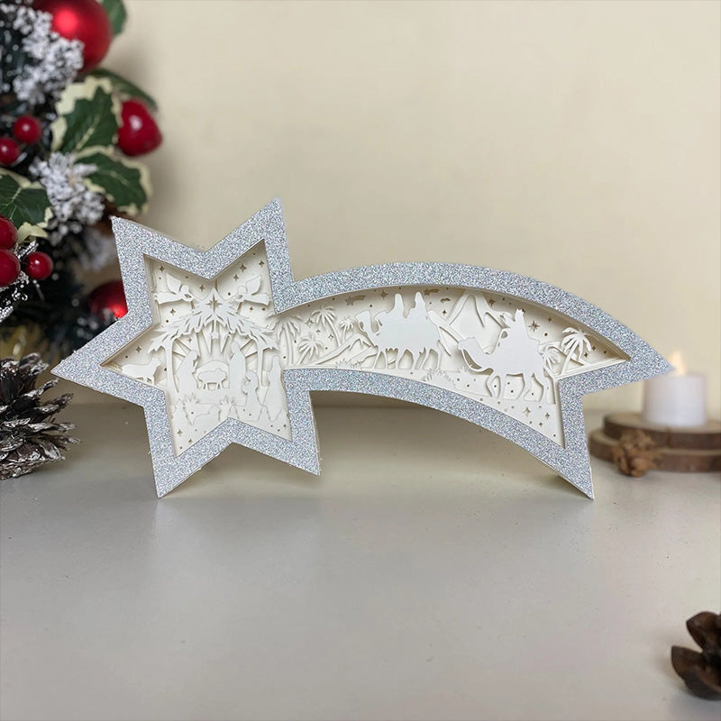 Warm Wooden LED Xmas Star Lamp