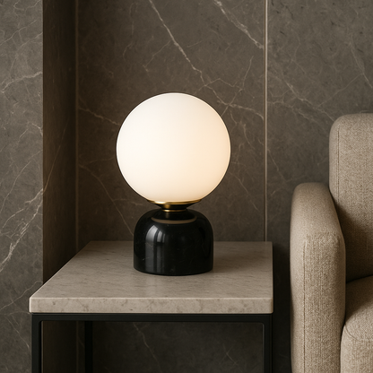 Simple Marble Desk Lamp with Glass Shade
