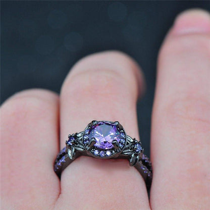 Classic Black Gemstone Engagement Ring - Fesara