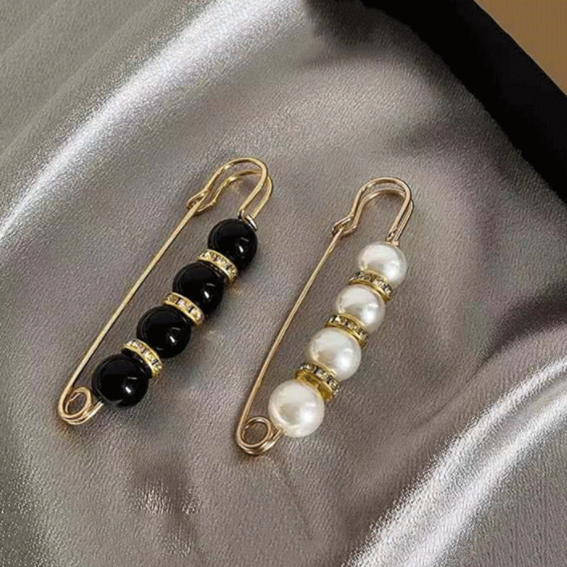 Luxury Pearl and Metal Pin Brooch