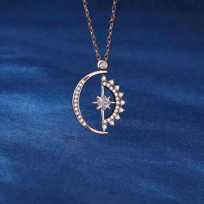 Celestial Moon Star Pendant Necklace