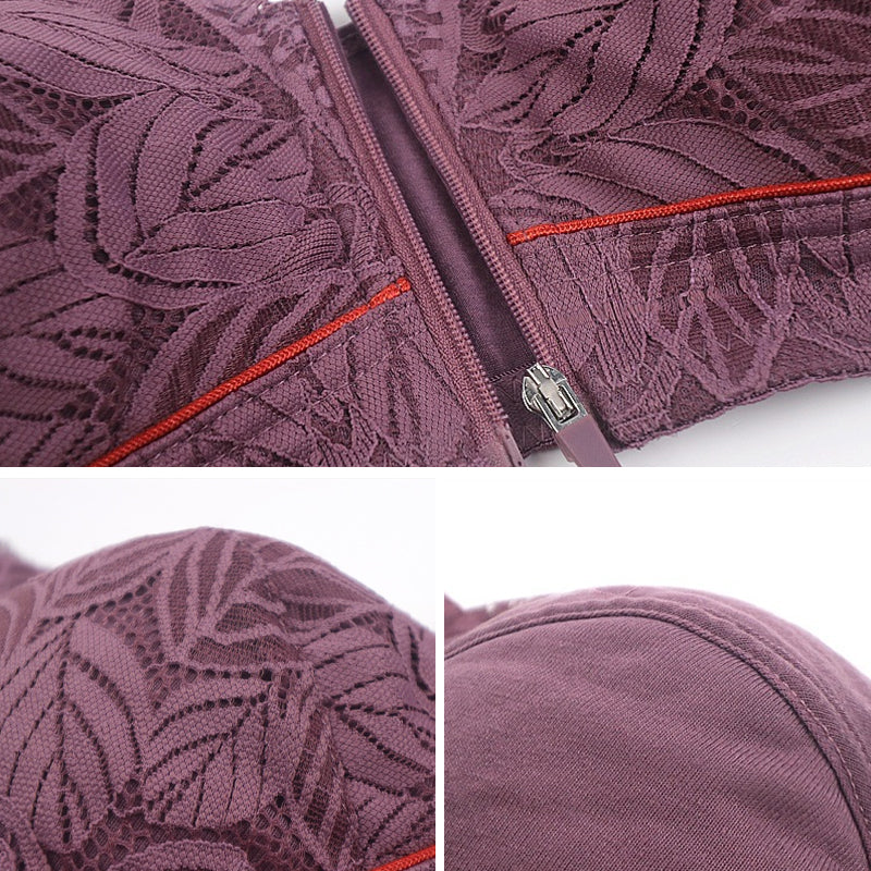 Simple Lace Bralette with Zip Front Closure
