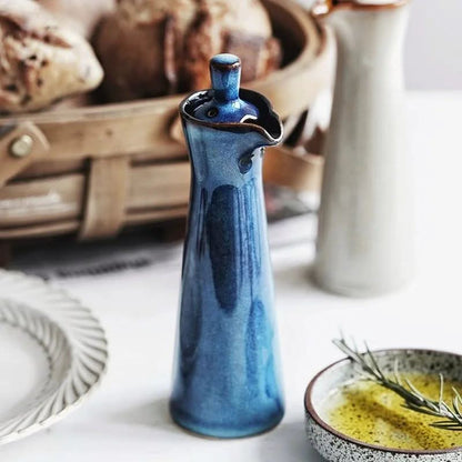Small White Ceramic Oil and Spice Jar - 120ml - Fesara