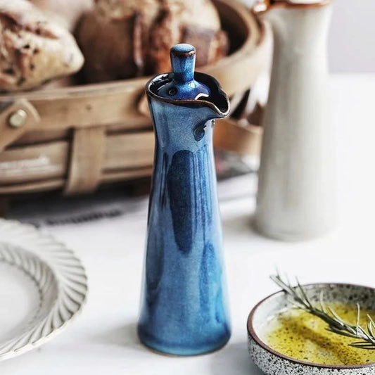 Small White Ceramic Oil and Spice Jar - 120ml - Fesara