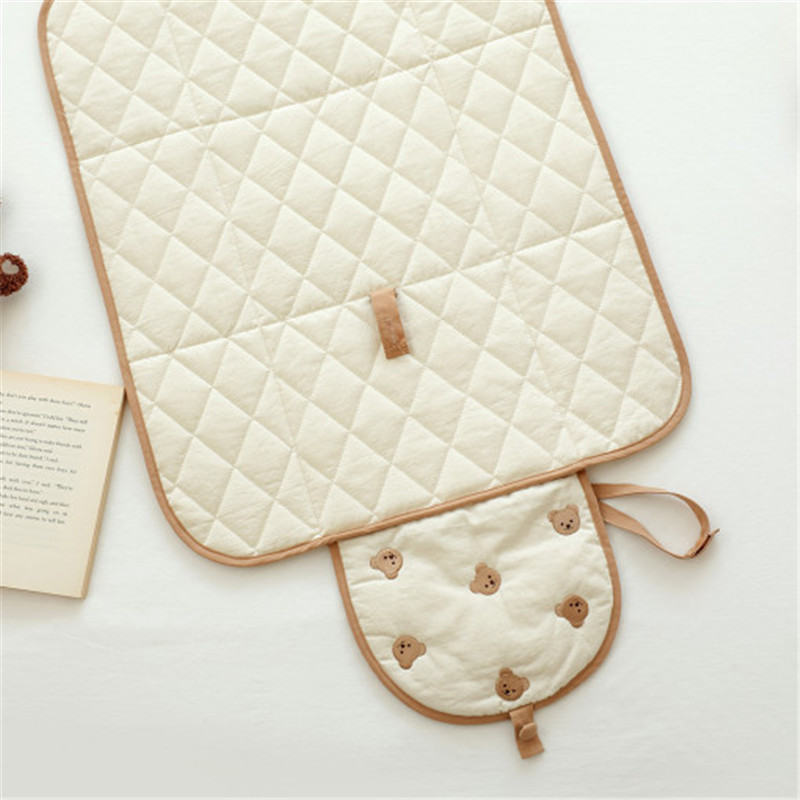 Portable Folding Baby Changing Pad with Cute Bear Design