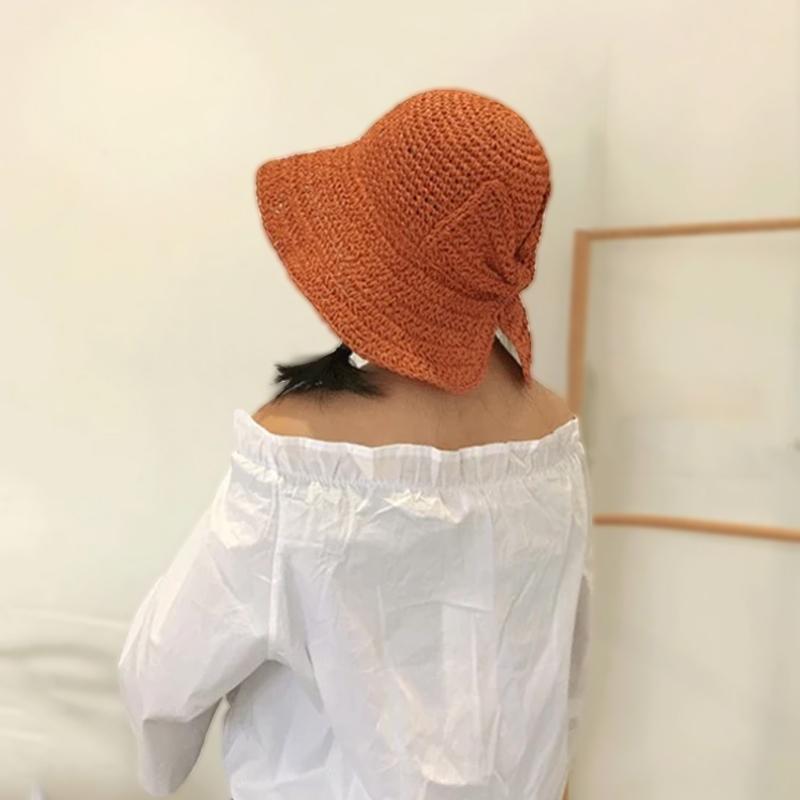 Vintage Foldable Straw Hat with Ribbon