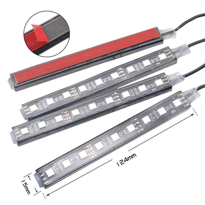 Colorful Car LED Strip Lights with Remote and Voice Control