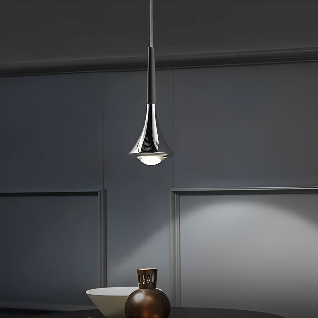 Minimalist Drop Pendant Light in Black Gold Chrome