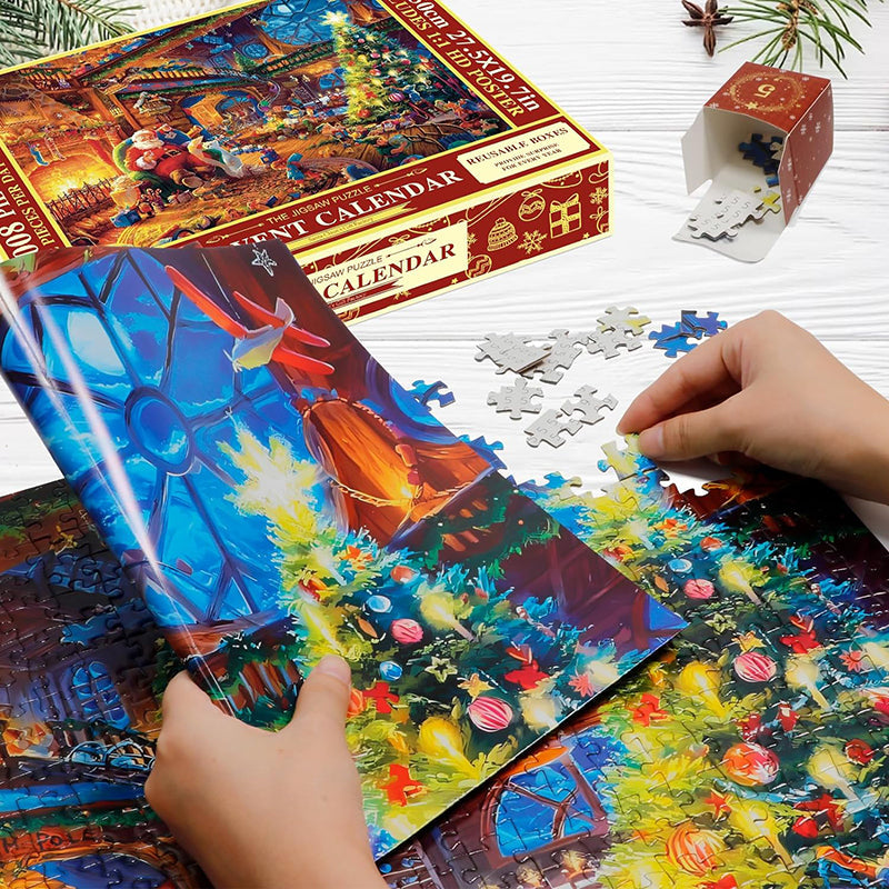 Festive Holiday Countdown Puzzle Calendar - 1008 Piece Jigsaw