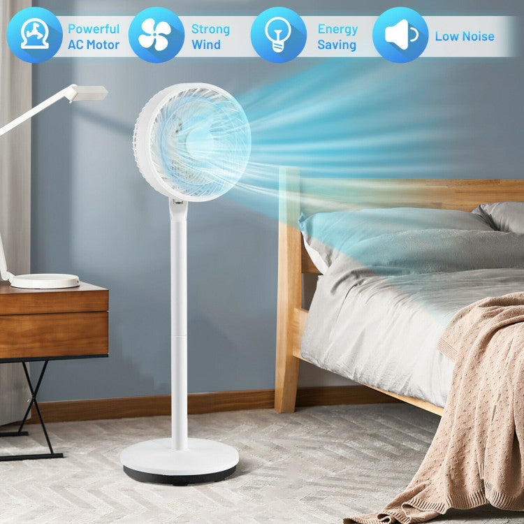 9 Inch Portable Oscillating Pedestal Floor Fan with Adjustable Heights and Speeds 2