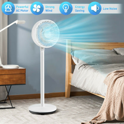 9 Inch Portable Oscillating Pedestal Floor Fan with Adjustable Heights and Speeds 2