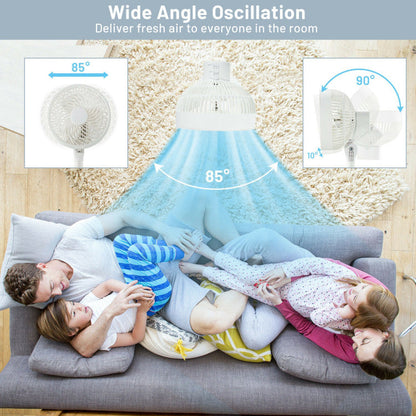 9 Inch Portable Oscillating Pedestal Floor Fan with Adjustable Heights and Speeds 4