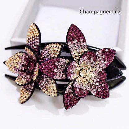Sparkly Floral Double Hair Barrette