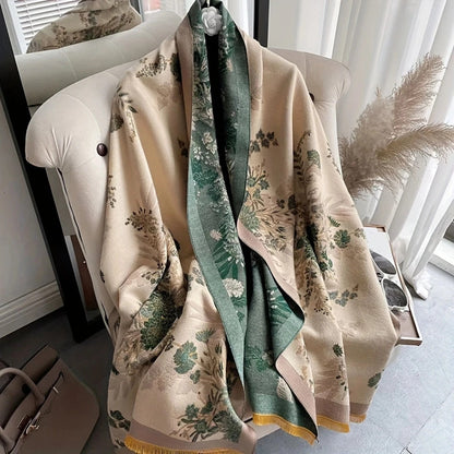 Lightweight Floral Reversible Silk Scarf