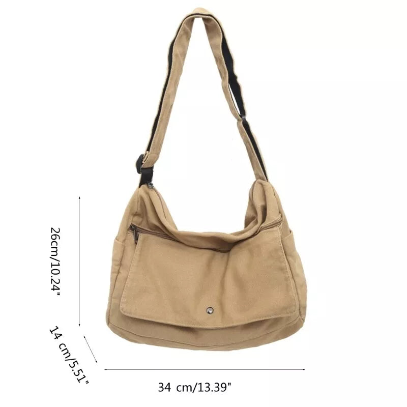 Practical Canvas Crossbody Messenger Bag for Daily Use