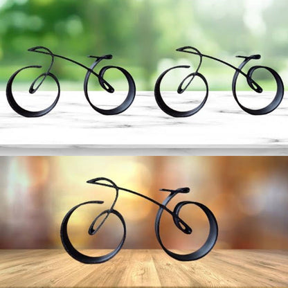 Stylish Bike Figure | Sleek Metal Art | Black Cycling Decor