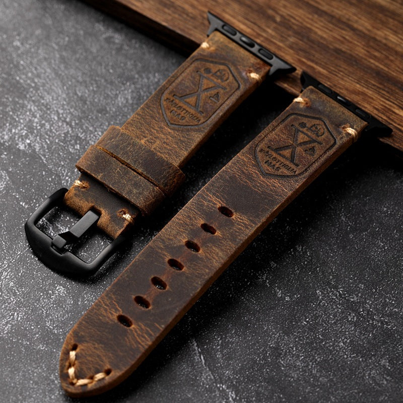 Genuine Brown Leather Apple Watch Strap