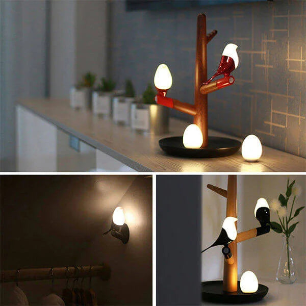 Modern Wood Table Lamp with Motion Sensor