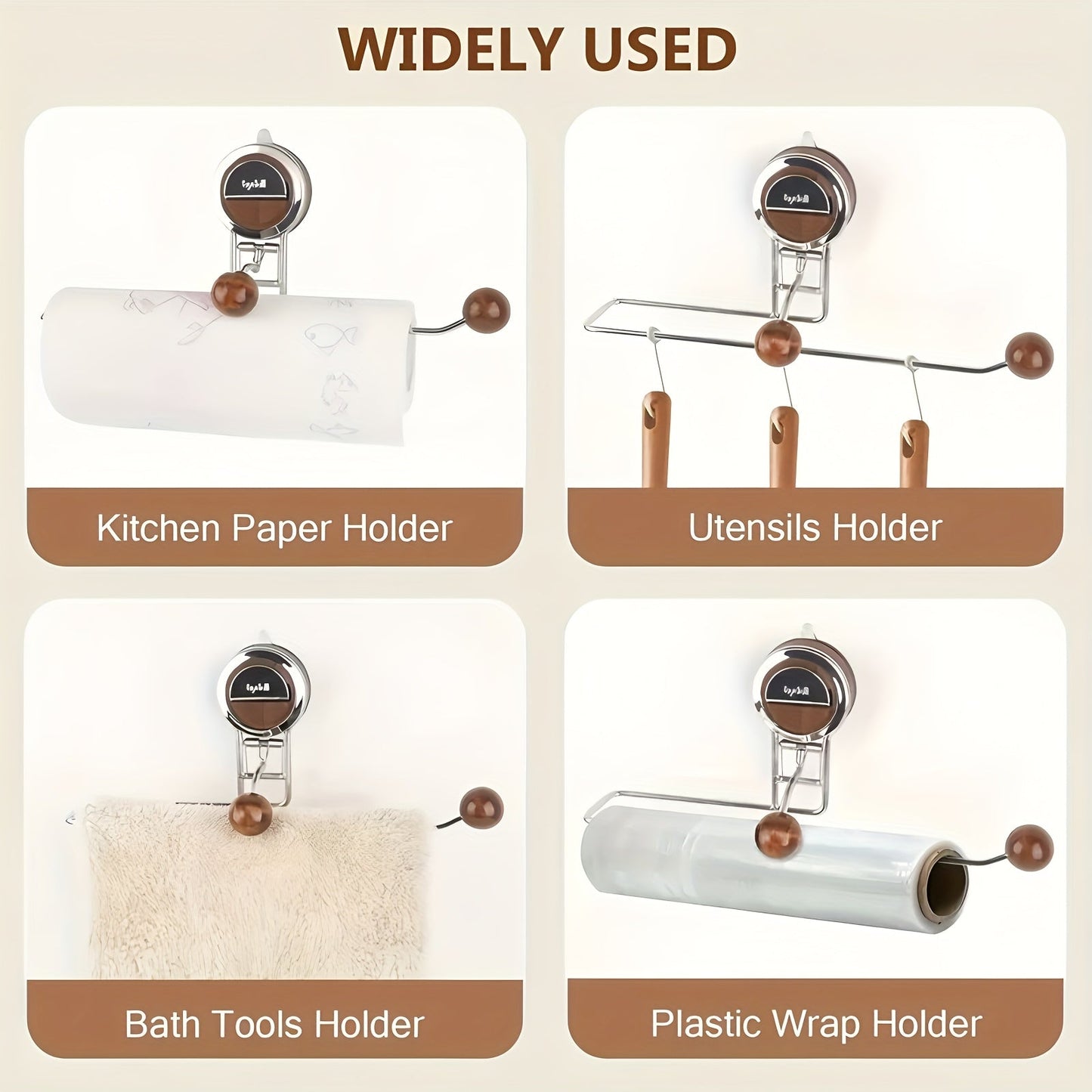 Sticky Kitchen Paper Towel Holder with Stainless Steel Grip