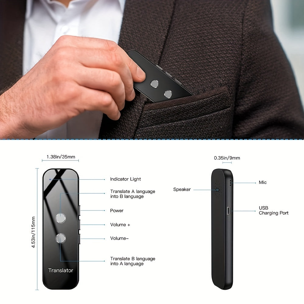 Portable Two-Way Language Translator with Built-In Wi-Fi and USB Rechargeable Battery - Compact Travel Device for Effortless Communication-5