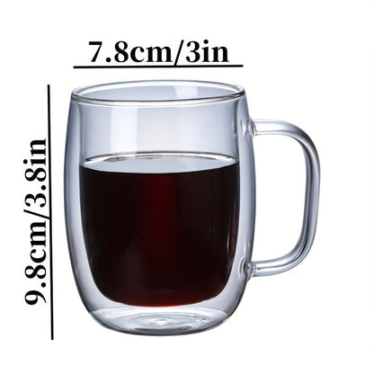 Insulated Double Wall Glass Mug - Clear Borosilicate Coffee Cup