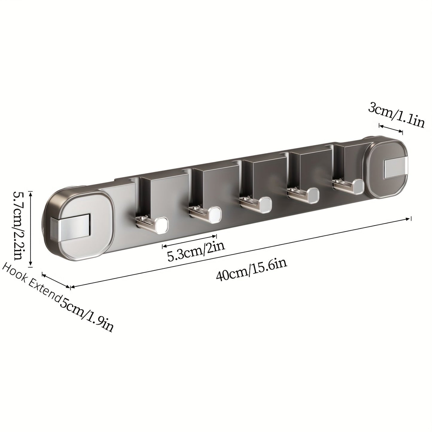 Easy Install Wall Mount 5 Hook Storage Rack