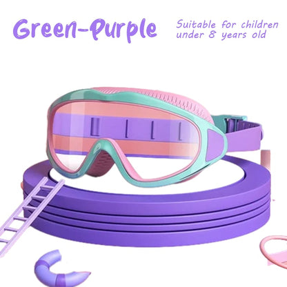 Kids Large Frame Clear Swim Goggles Waterproof Anti Fog - Fesara