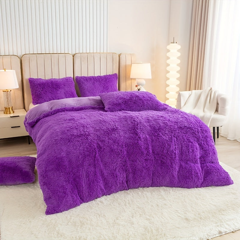Cozy Fesara Plush Duvet Cover Set with Zipper