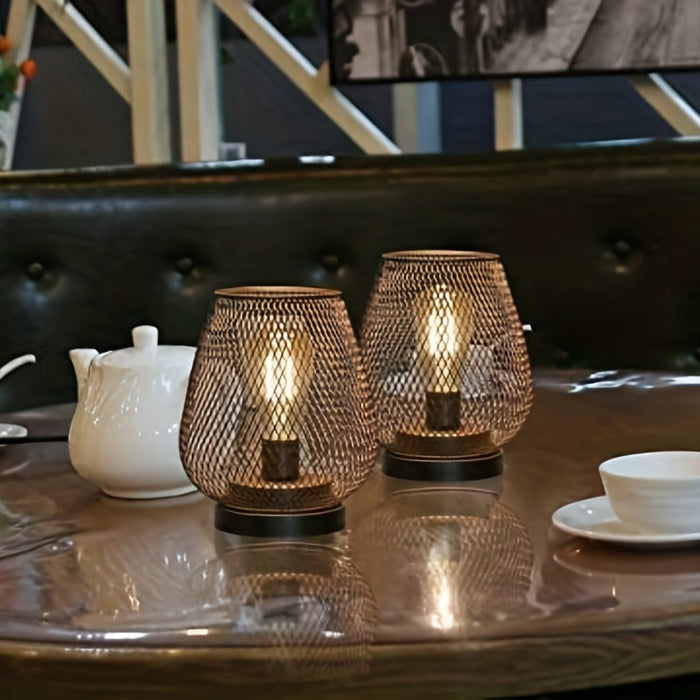 Rustic Metal Table Lamp Set - Modern Warm Lighting