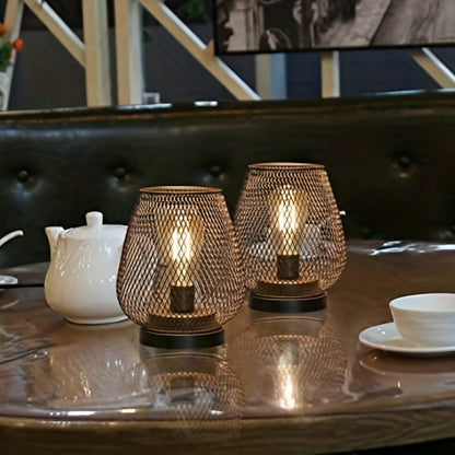 Rustic Metal Table Lamp Set - Modern Warm Lighting