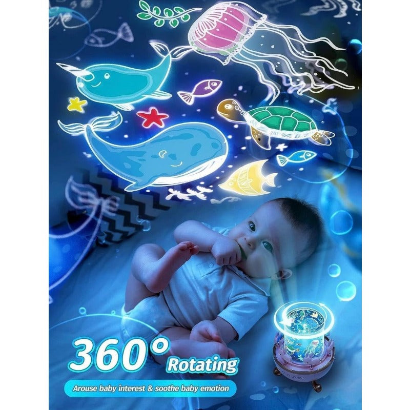 Colorful Kids 360° Spin Rabbit Night Light Projector