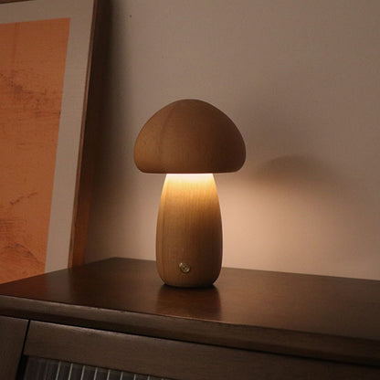 Warm Wood LED Bedside Night Lamp with Sensor Control