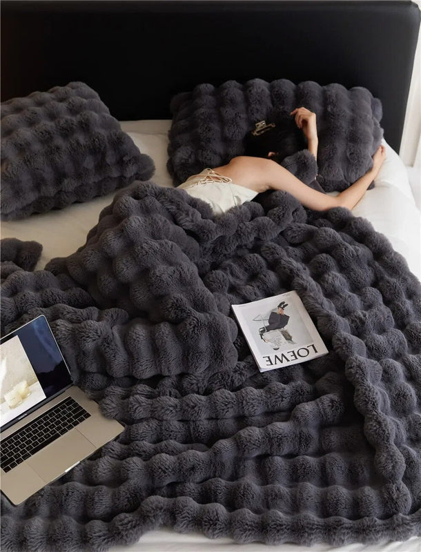 Cozy Reversible Plush Fleece Blanket Winter Warmth
