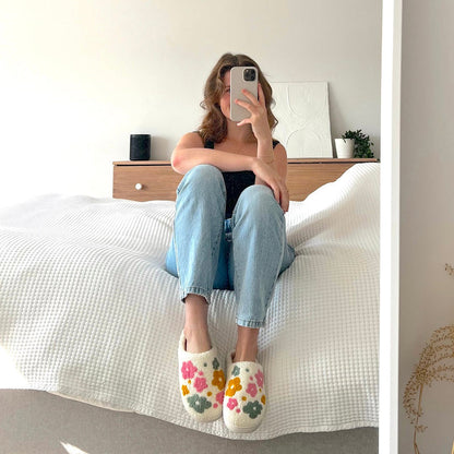 Cozy Floral Slippers with Grip Soles