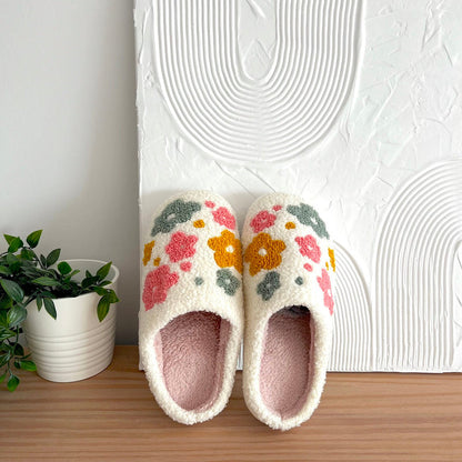 Cozy Floral Slippers with Grip Soles