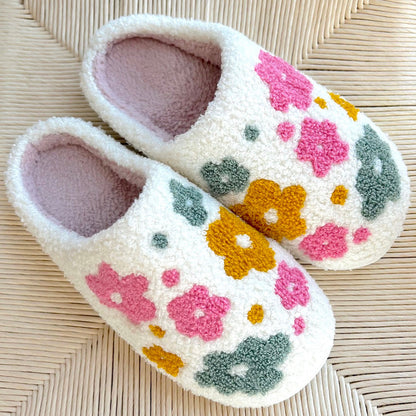 Cozy Floral Slippers with Grip Soles