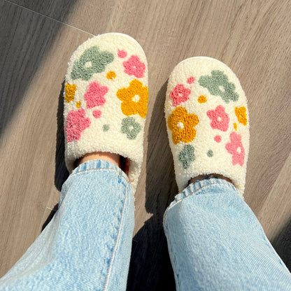 Cozy Floral Slippers with Grip Soles