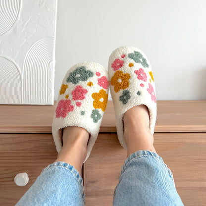 Cozy Floral Slippers with Grip Soles