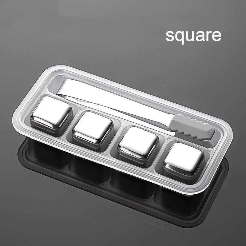 Premium Metal Ice Cubes with Tongs and Case - Fesara