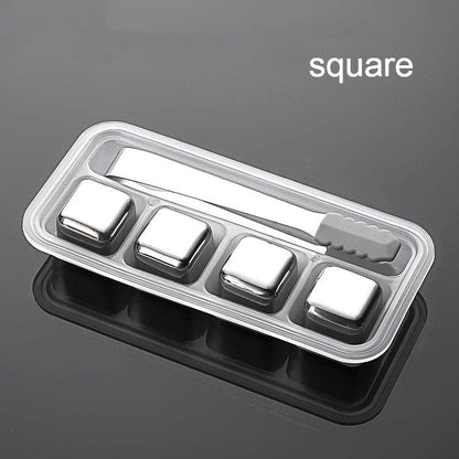 Premium Metal Ice Cubes with Tongs and Case - Fesara