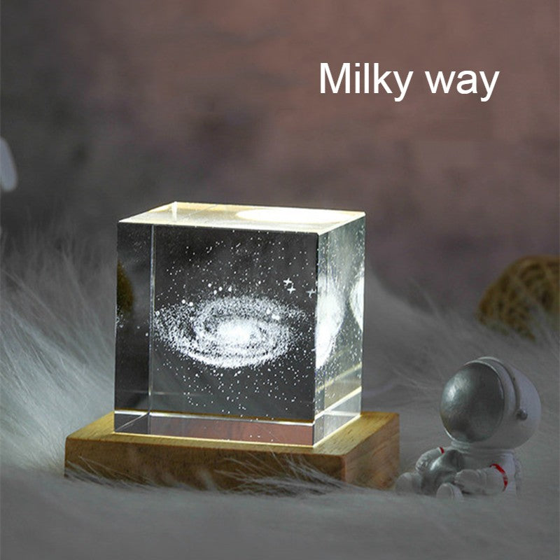 Colorful Glass Cube Lamp with LED Light Base