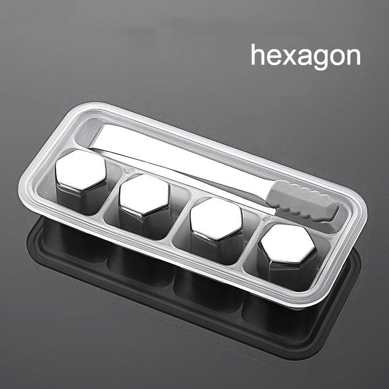 Premium Metal Ice Cubes with Tongs and Case