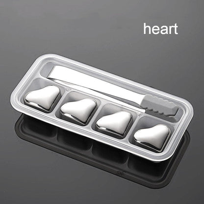 Premium Metal Ice Cubes with Tongs and Case