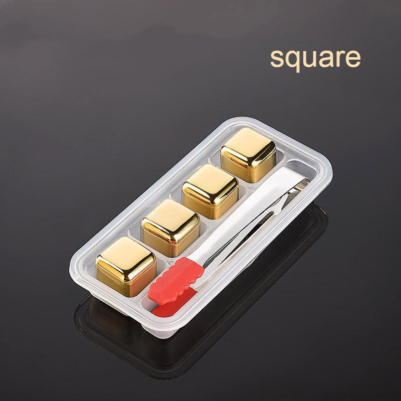 Premium Metal Ice Cubes with Tongs and Case